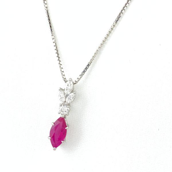 ルビー デザインネックレス プラチナ ペンダント メレダイヤ
