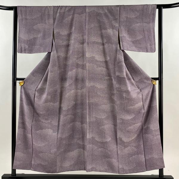 江戸小紋 身丈153.5cm 裄丈62.5cm S 袷 雲文 鮫 紫 正絹 名品 中古 