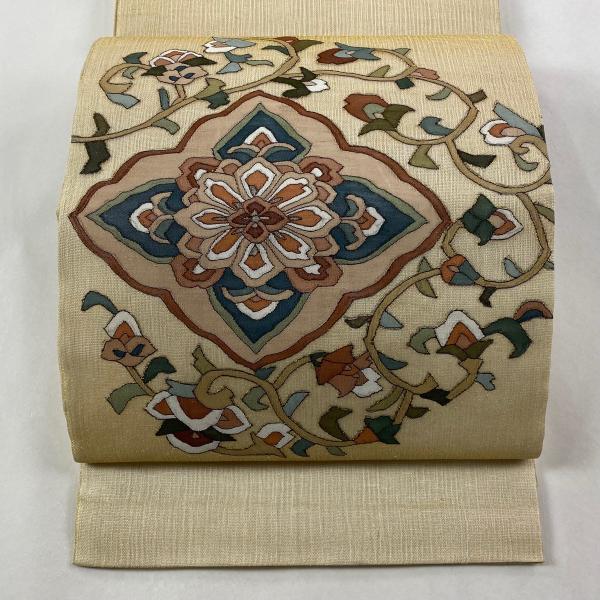 袋帯 逸品 夏帯 華文 金銀糸 金色 お太鼓柄 正絹 中古 : リユース