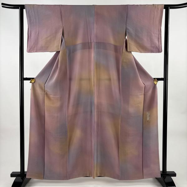 未使用品 小紋 斎藤三才 ぼかし グレー系 身丈160.5cm 袷 正絹 小紋 身丈