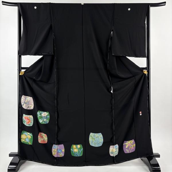 美品 黒留袖 身丈170.5cm 裄丈65cm 未仕立て 仮絵羽 落款あり 牡丹 椿