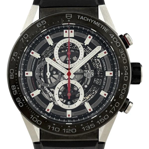 タグホイヤー TAG HEUER カレラ キャリバーホイヤー01 CAR2A1Z 腕時計 SS ラバー 自動巻き ブラック系 メンズ 中古
