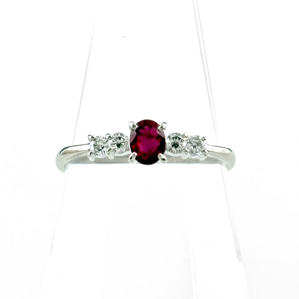 愛　極美品 リング・指輪 Pt900 ルビー 12.5号 メレダイヤ Pt900 ルビーダイヤモンドリング