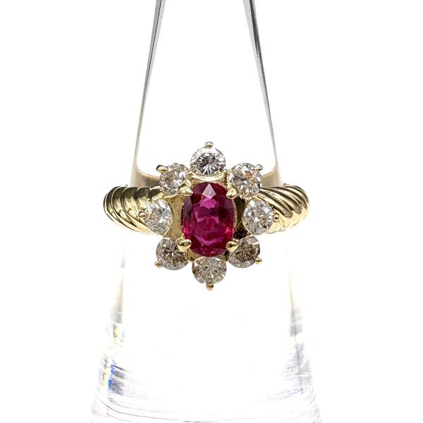 K18 ルビー メレダイヤ リング ルビー デザインリング YG イエローゴールド 指輪 メレダイヤ リング