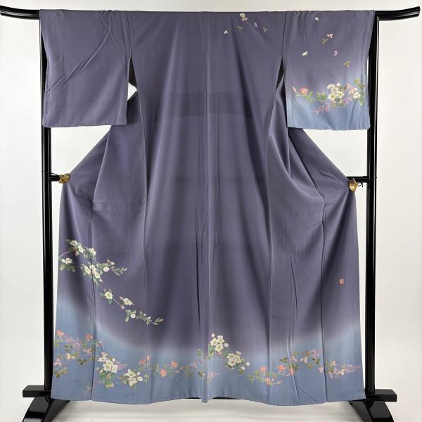 セミアンティーク 付け下げ アイボリー 薄い赤紫 枝花 身丈165.0cm