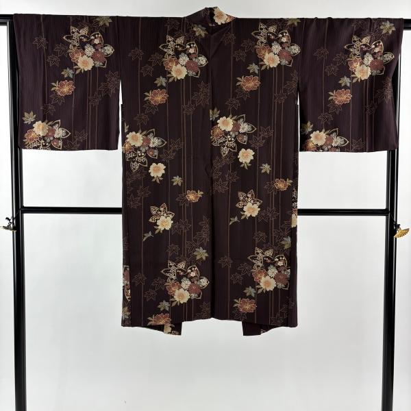 セミロング長羽織　作家生地　渋　粋 シャレ　　　丈　93cm　裄　645cm セミロング長羽織 作家生地 渋 粋 シャレ 丈 93cm 裄 645cm