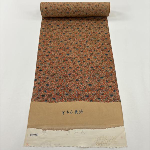 反物 優品 羽尺 羽織 和装コート 更紗 朱色 正絹 中古 : リユース