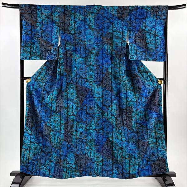 よ*こ様 未使用近い　美品　袷　正絹　縮緬　小紋　フルセット　身丈162 裄丈6 美品 小紋 身丈161.5cm 裄丈67cm M 袷 前田仁仙 落款あり 向かい鳥 花