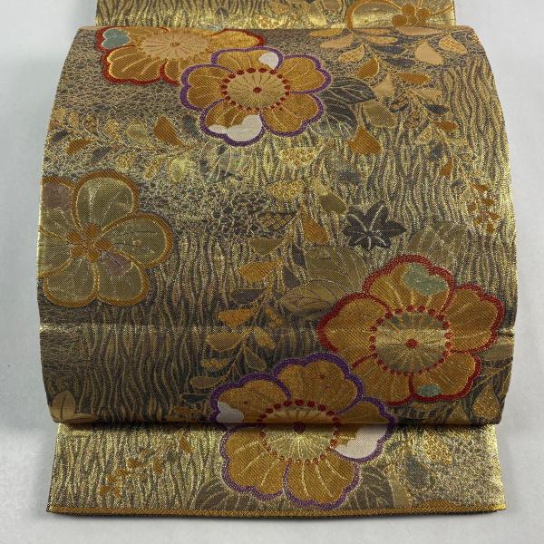 袋帯 秀品 彩美 辻が花 金糸 箔 金色 六通 正絹 中古 : リユース