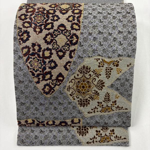 値下げ❗️美品、上品な袋帯 美品 袋帯 名品 華文 鳥 箔 灰色 六通 正絹 中古 : リユースセレクト