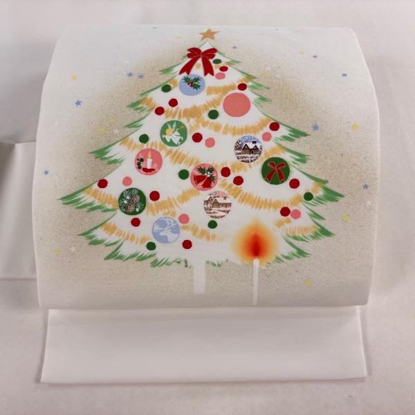 名古屋帯 逸品 クリスマスツリー ろうそく 金銀彩 白 正絹 中古