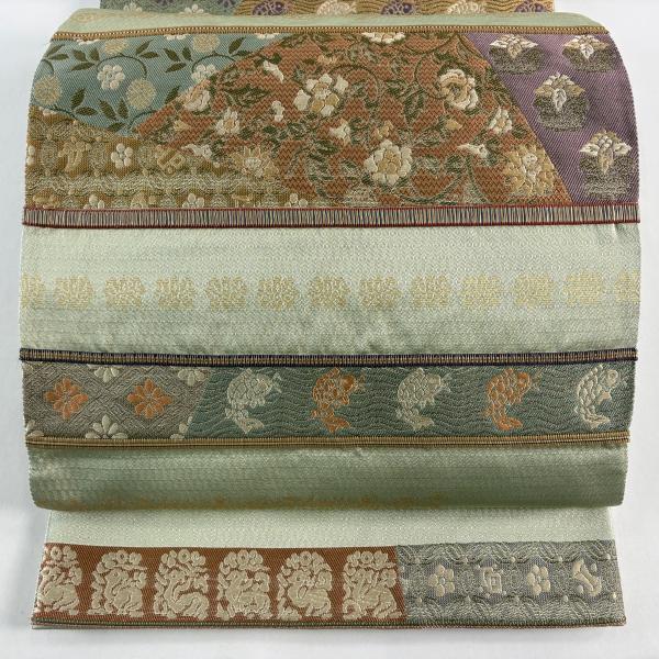 美品【洒落袋帯】袋帯★正絹 太鼓柄⭐︎訪問者 洒落着　★中古 美品 袋帯 名品 霞 箔 紫 お太鼓柄 正絹 中古 : リユースセレクト