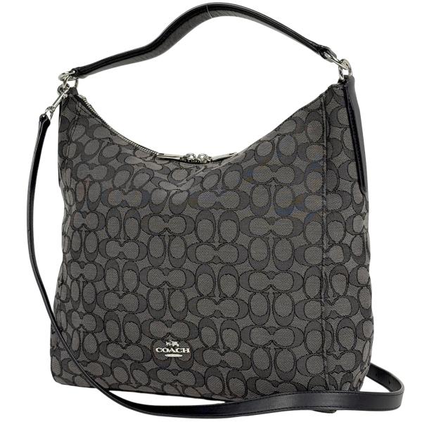 美品 COACH コーチ ショルダーバッグ シグネチャー F58327 グレー ブラック キャンバス レザー レディース【本物保証】 COACH(コーチ) / ショルダーバッグ_シグネチャー/キャンバス/BLK/総柄