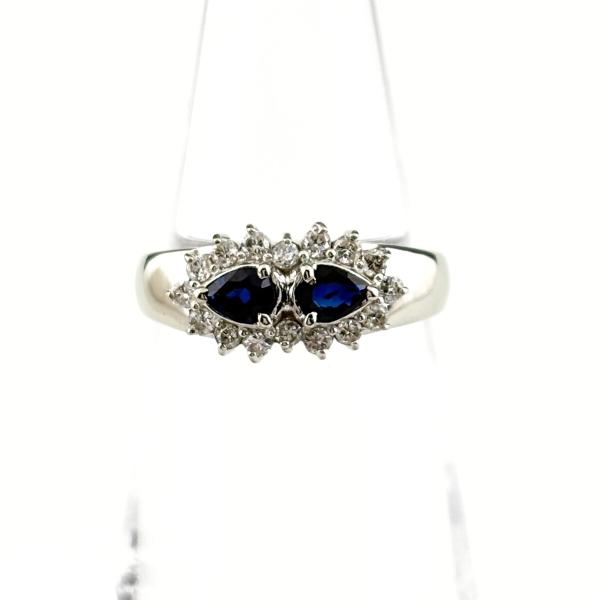 サファイア デザインリング 指輪 メレダイヤ リング 11号 K18