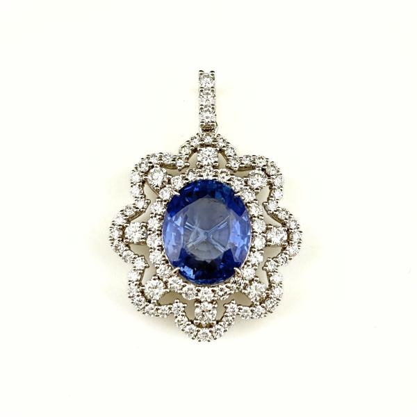 リメイク サファイア ペンダントトップ プラチナ メレダイヤ Pt950