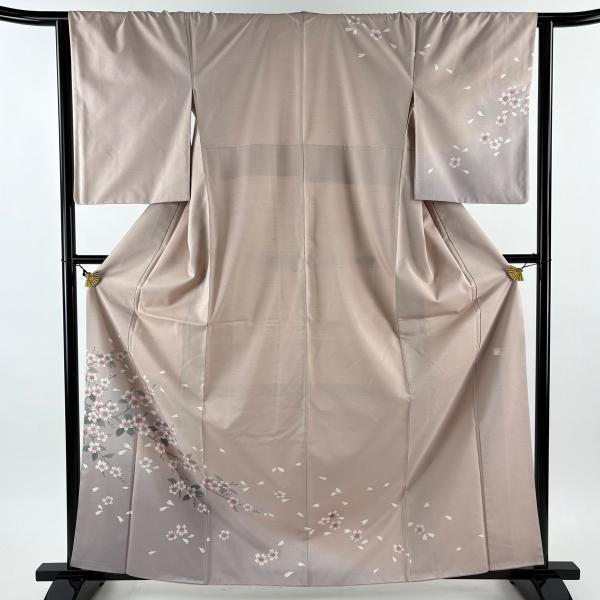 美品 訪問着 身丈163cm 裄丈65.5cm M 袷 牛首紬地 落款あり 桜 桜の