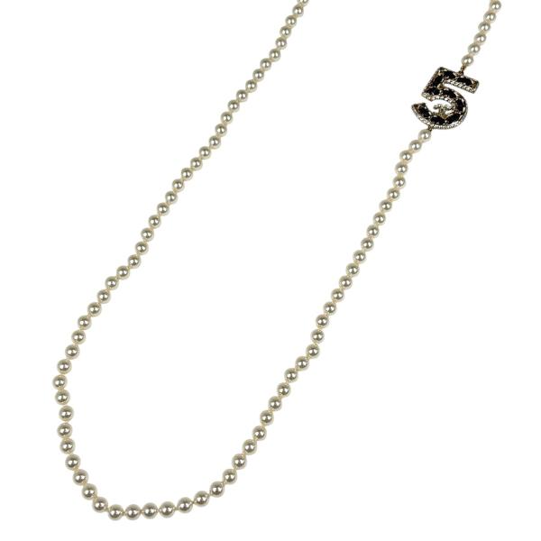 訳あり　CHANEL パール付きデザイン、ロゴネックレス CHANEL（シャネル） ココマーク フェイクパール ネックレス NO.5