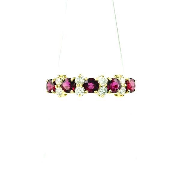 ルビー デザインリング YG イエローゴールド 指輪 メレダイヤ リング