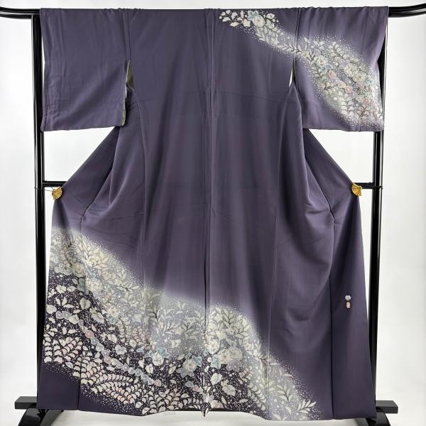 訪問着 身丈160cm 裄丈65.5cm 正絹 逸品 【中古】 訪問着 身丈162.5cm 裄丈65.5cm M 袷 落款あり 辻が花 ぼかし 灰紫