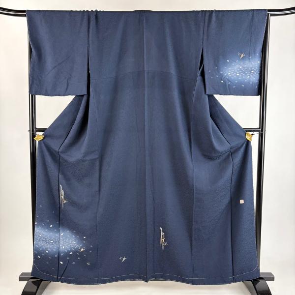 付下げ 身丈161cm 裄丈68.5cm L 袷 背抜き 落款あり 丁子 花びら 金彩