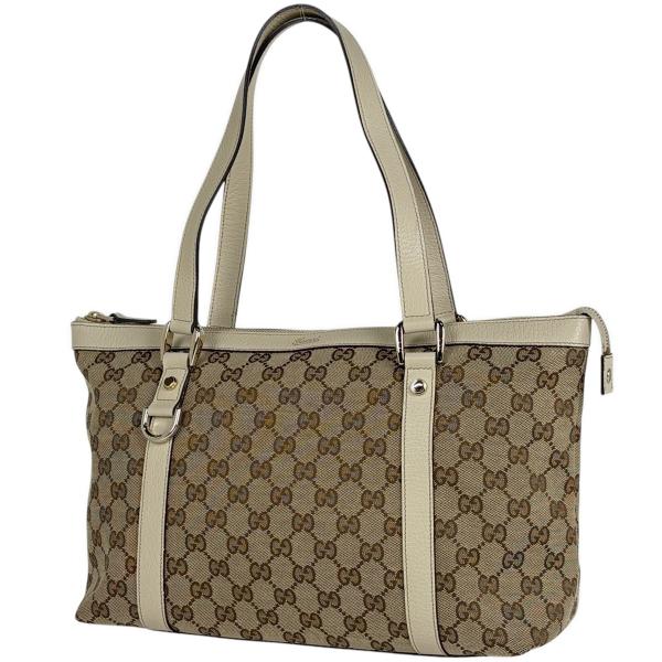 グッチ GG柄 ベルトトートバッグ キャンバス レザー ベージュ ブラウン GUCCI（グッチ） GUCCI GG柄 トートバッグ GGキャンバス ベージュ