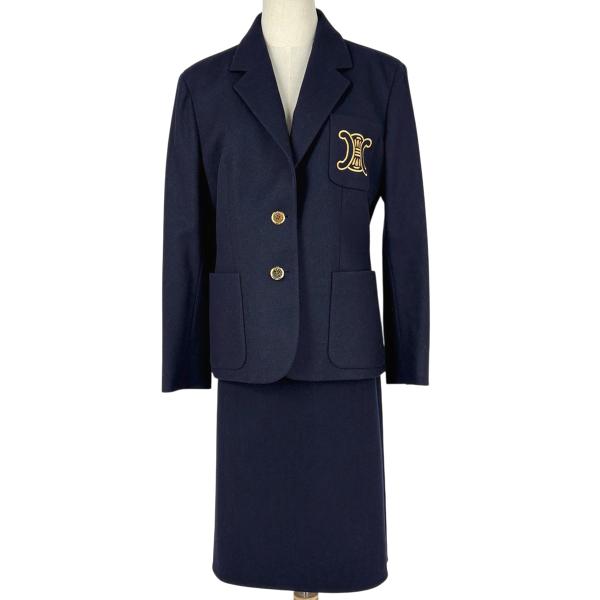 セリーヌ セットアップ スーツ スカート 美品 CELINE（セリーヌ） セットアップ スカートスーツ ロゴ ブラゾン