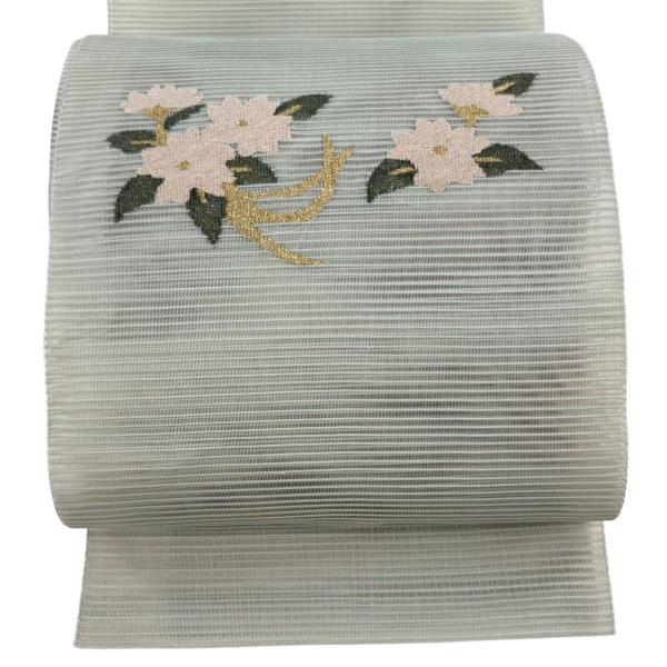 名古屋帯 秀品 夏帯 絽 八寸名古屋帯 松葉仕立て トンネル仕立て 桜
