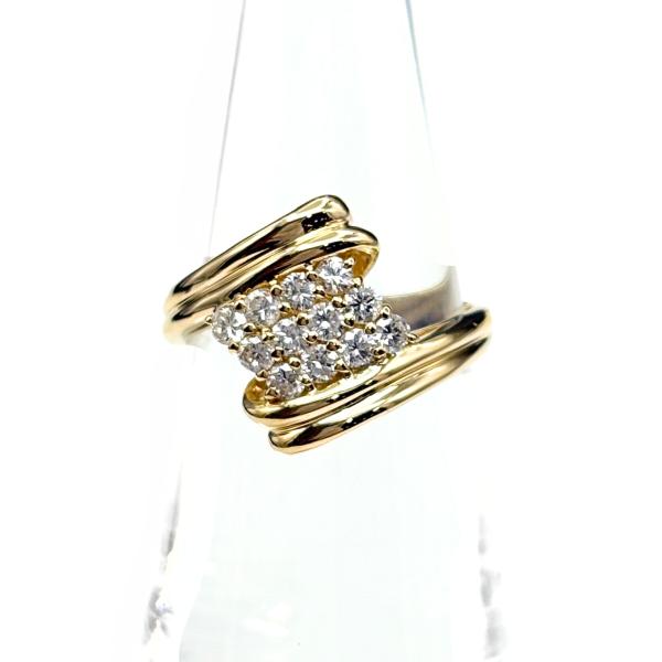 k18 メレダイヤ12号リング♪ メレダイヤ デザインリング YG イエローゴールド 指輪 リング 12号 K18