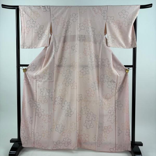 小紋 身丈162cm 裄丈66cm 正絹 秀品 【中古】 美品 小紋 身丈166.5cm 裄丈66cm M 袷 花 ピンク 正絹 秀品 中古