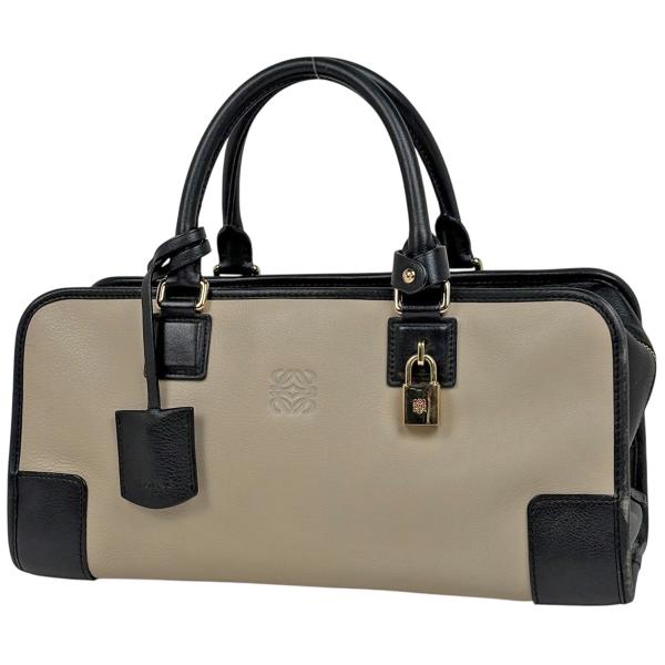 【LOEWE】ロエベ アマソナ 36 ブロンズ 刺繍ロゴ アナグラム LOEWE（ロエベ） アマソナ 36 アナグラム ロゴ ハンドバッグ レザー