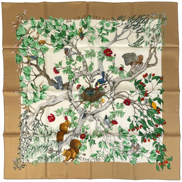 HERMES（エルメス） カレ 90 AU COEUR DES BOIS 森の中で スカーフ