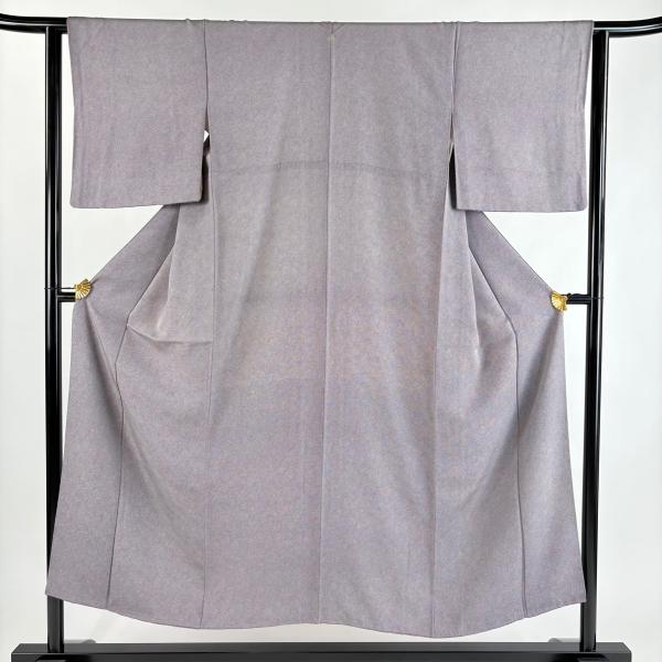 江戸小紋 身丈150cm 裄丈62.5cm S 袷 鮫 紫 正絹 秀品 一つ紋 中古