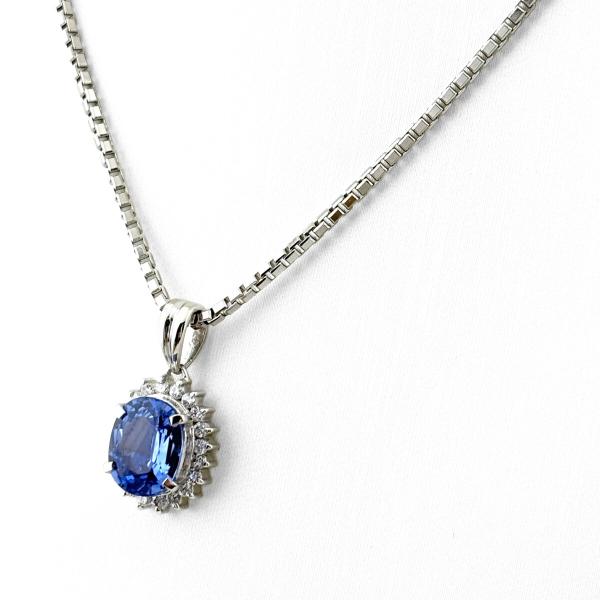 サファイア デザインネックレス プラチナ ペンダント メレダイヤ