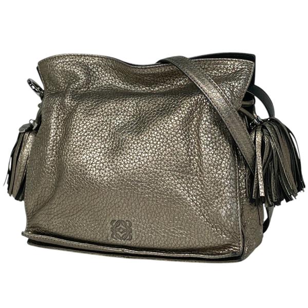 ロエベ アナグラム ショルダーバッグ 巾着 ブラウン レザー タッセル LOEWE ロエベ アナグラム ショルダーバッグ ブラウン レザー 巾着