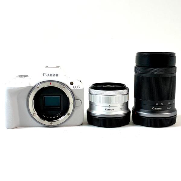 【美品】キヤノン EOS R50 ダブルズームキット ミラーレス カメラ 中古 キヤノン Canon EOS R50 ダブルズームキット ホワイト デジタル ミラー