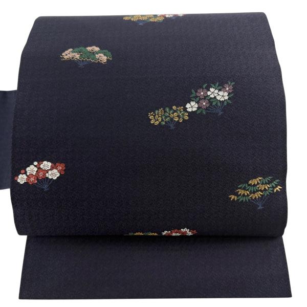 振袖　超美品　正絹　金糸刺繍　濃紫 美品 名古屋帯 秀品 京こばな 花扇 金糸 刺繍 濃紫 正絹 中古
