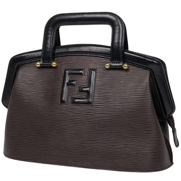 FENDI（フェンディ） ズッカロゴ ハンドバッグ レザー ブラウン