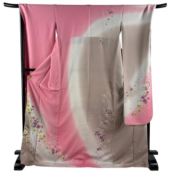 美品 振袖 身丈175.5cm 裄丈69.5cm L 袷 桜 ぼかし ピンク 正絹 名品 中古 在庫一掃
