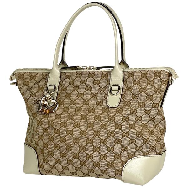 GUCCI（グッチ） ハートビット トートバッグ GGキャンバス ベージュ