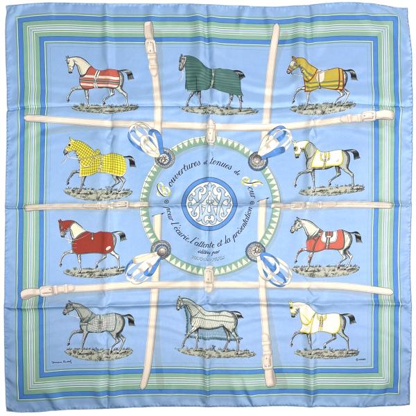 HERMESエルメス　カレ90　馬着　シルクスカーフ　グレージュ　ホースモチーフ カレ 90 《馬着》 | Hermès - エルメス-公式サイト