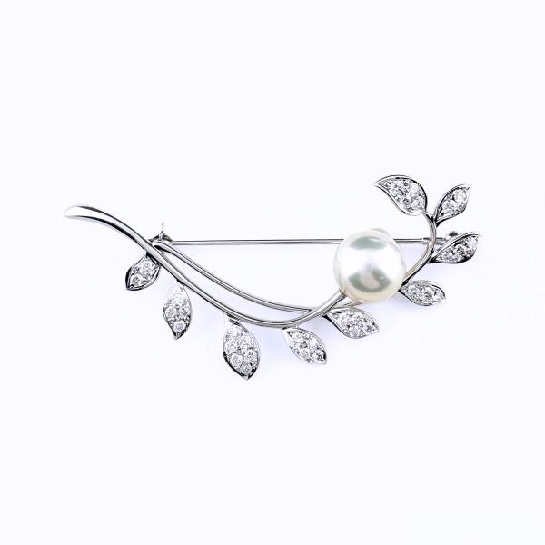 MIKIMOTO（ミキモト） パール デザインブローチ メレダイヤ 真珠