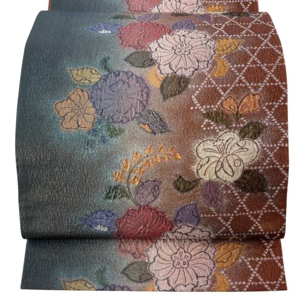 美品 袋帯 名品 辻が花 箔 赤茶 六通 正絹 中古 在庫一掃 : リユース