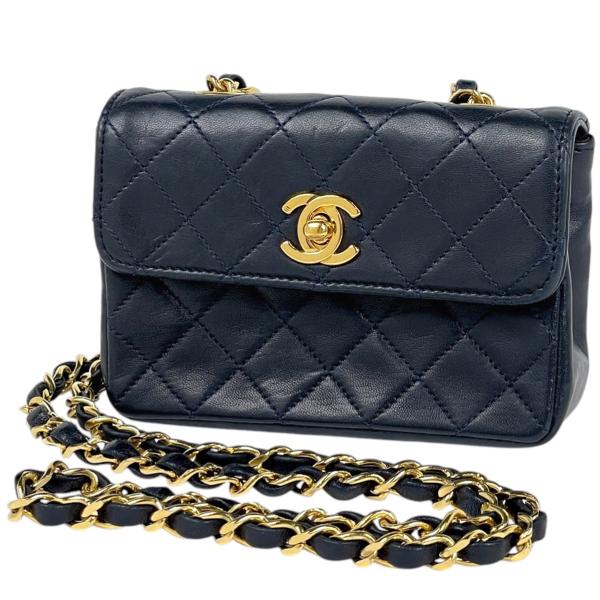 美品 CHANEL シャネル ココマーク ミニ マトラッセ コットンジャージ プッシュロック チェーン ショルダー バッグ ネイビー a2643 CHANEL - 美品 CHANEL シャネル ココマーク ミニ マトラッセ コットン
