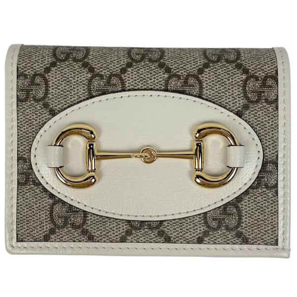 【美品】 GUCCI グッチ 2つ折り財布 財布 ホースビット コンパクト 白 GUCCI（グッチ） ホースビット 二つ折り財布 札入れ 小銭入れ 二つ折り
