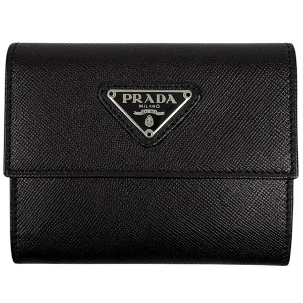 新品 プラダ PRADA 2つ折り財布 ナイロン ロゴ ジャカード ネロ PRADA（プラダ） ロゴプレート 二つ折り 財布 コインケース カード