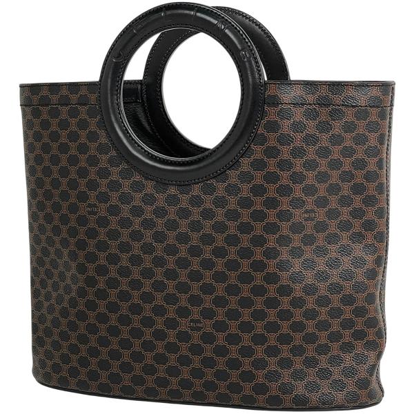 CELINE マカダム柄 サークルハンドル コーティングキャンバス　ヴィンテージ CELINE（セリーヌ） マカダム柄 ハンドバッグ サークルハンドル ロゴ