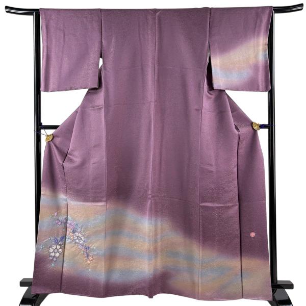 美品 付下げ 身丈163.5cm 裄丈64.5cm M 袷 久保田一竹工房 落款あり