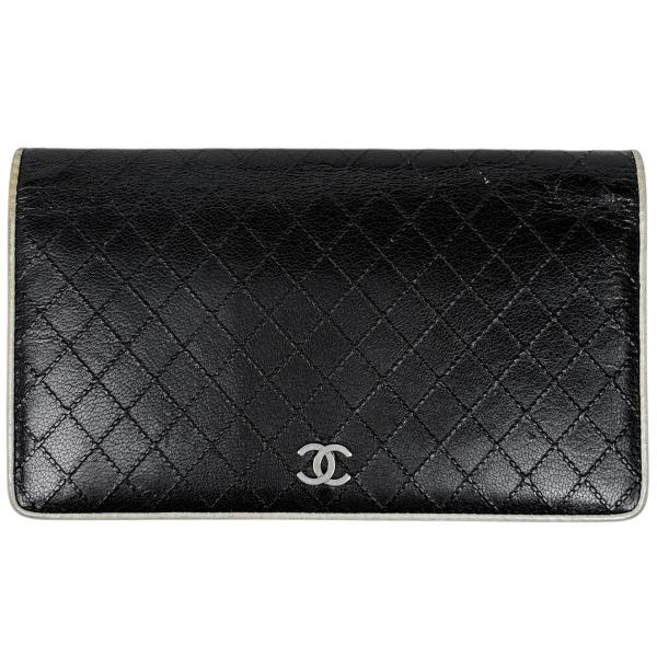 Aランク【シャネル】二つ折り長財布/ビコローレ/ブラック/レザー/レディース/ココマーク/CHANEL【中古】 CHANEL（シャネル） ビコローレ 二つ折り 財布 ココマーク 長財布