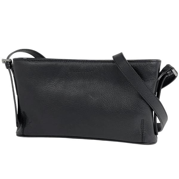 美品♡BURBERRY バーバリー ロゴ レザー 縦長 ショルダーバッグ 黒 BURBERRY（バーバリー） ロゴ ショルダーバッグ レザー ブラック