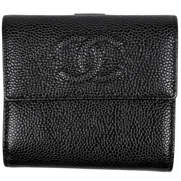 CHANEL（シャネル） 二つ折り財布 ココマーク キャビアスキン ブラック